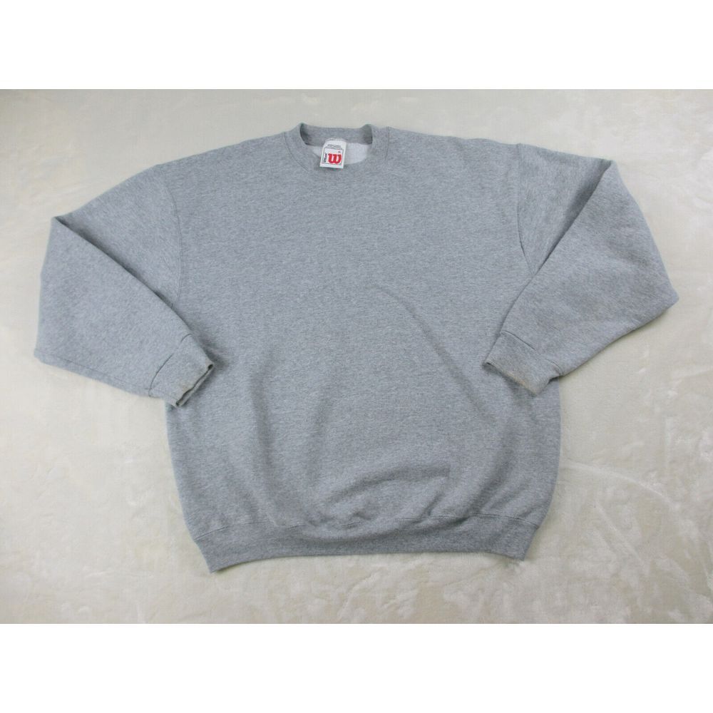 VINTAGE Wilson Sweater Mens Extra Large‎ Gray Blank Pullover Crewneck Casual*